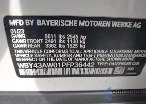 2023 BMW I4 Edrive35 z USA, uszkodzony, nr VIN WBY43AW01PFP36442